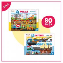 Puzzle Set 6- 80 Parça Puzzle İnşaat Alanı/Liman